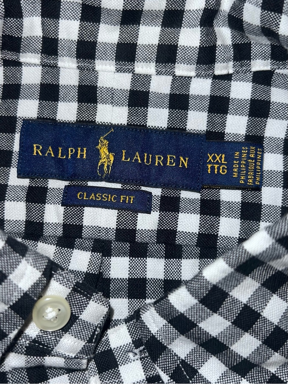 Ralph Lauren Black and White Gingham Button-Down Shirt